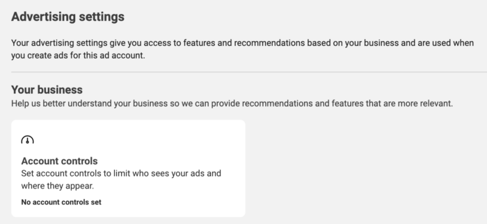 Advertising Settings